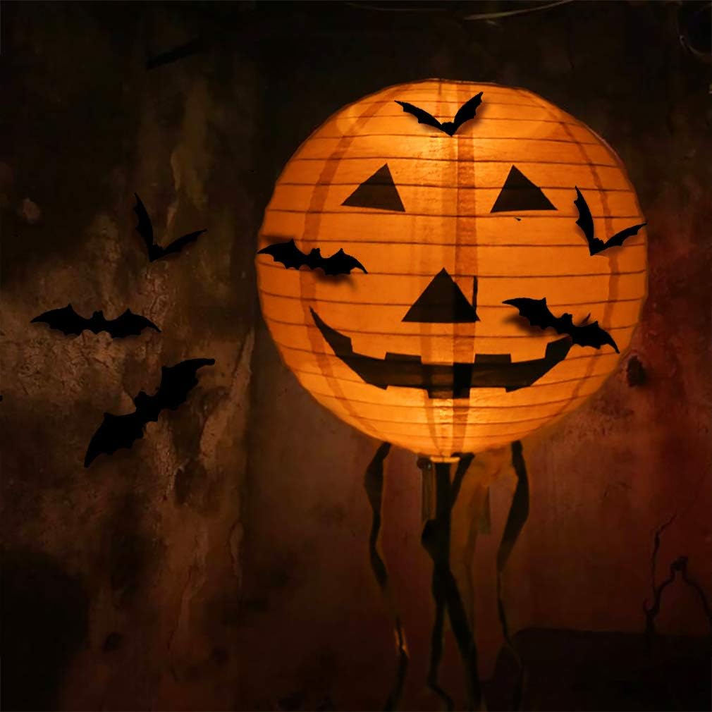 Besteek 120 Pack Halloween Decorations Bat Decals Plastic 3D Wall Bats Stickers for Home Window Decor Party Supplies (Black) - - 