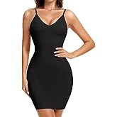 Ellareese Shapewear Full Slip for Women Under Dress Tummy Control Slip Dress Deep V Shapewear for Women