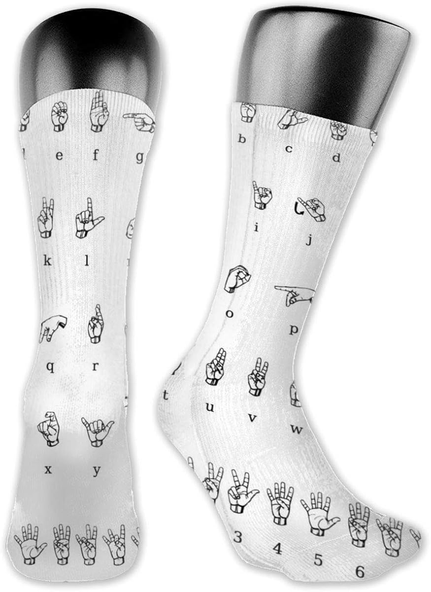 Sign Language Alphabet Printed Crew Socks Colorful UnisexAdult Socks Amazon.ca Clothing