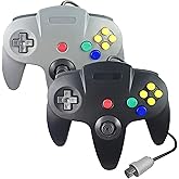 inventii 2 Pack Classic N64 Controller,Wired Controller Joystick Compatible with N64 Console (Black and Grey)