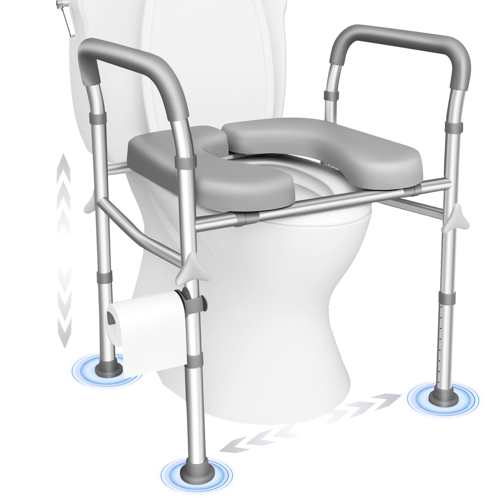 Photo 1 of Raised Toilet Seat with Handles, FSA HSA Eligible Toilet Seat Riser for Seniors, 8-Level Height & 3-Level Width Adjustment, Fits Most? Body Sizes and Toilets, for Pregnant & Disabled