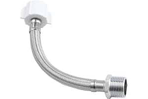 ANJOES THU9090R 6 Inches Steel Hose Extension Compatible with TOTO WASHLET C110/E200/S300/S400, 7/8 Male to 7/8 Female, Ballcock Pipe of Toilet Tank Connections with T Adapter of Bidet/Sprayer