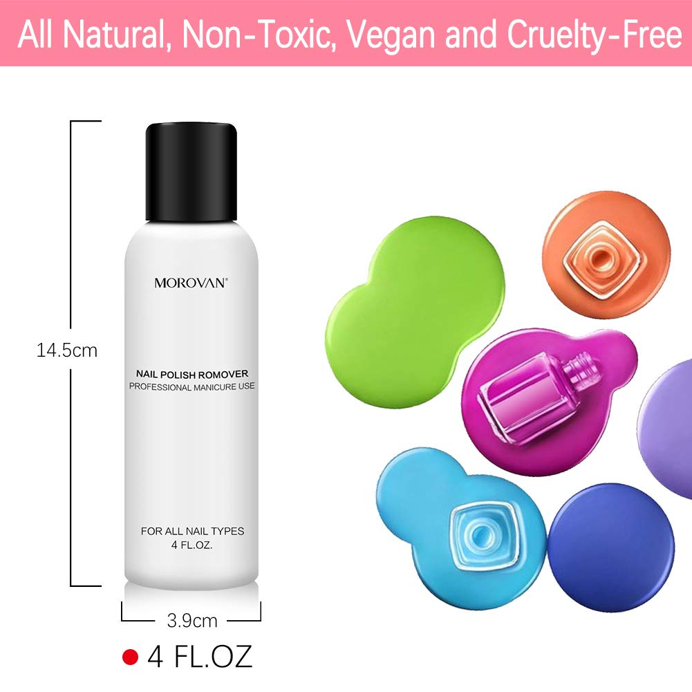 Professional Nail Gel Remover - Rose Formula - Morovan Nail Polish Remover Non-Acetone Liquid Moisturizing Conditioner Essential Oil Vegan Remove Soak-Off Glitter Gel Acrylic Dip Nails (4oz / 120ml) : Beauty