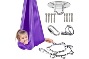 LWOLTSA Therapy Sensory Swing for Kids and Adult Indoor Cuddle Swing Outdoor Hammocks Has Calming Effect On Child for Children with Special Needs ADHD Sensory Integration(Purple Size:59"x110")