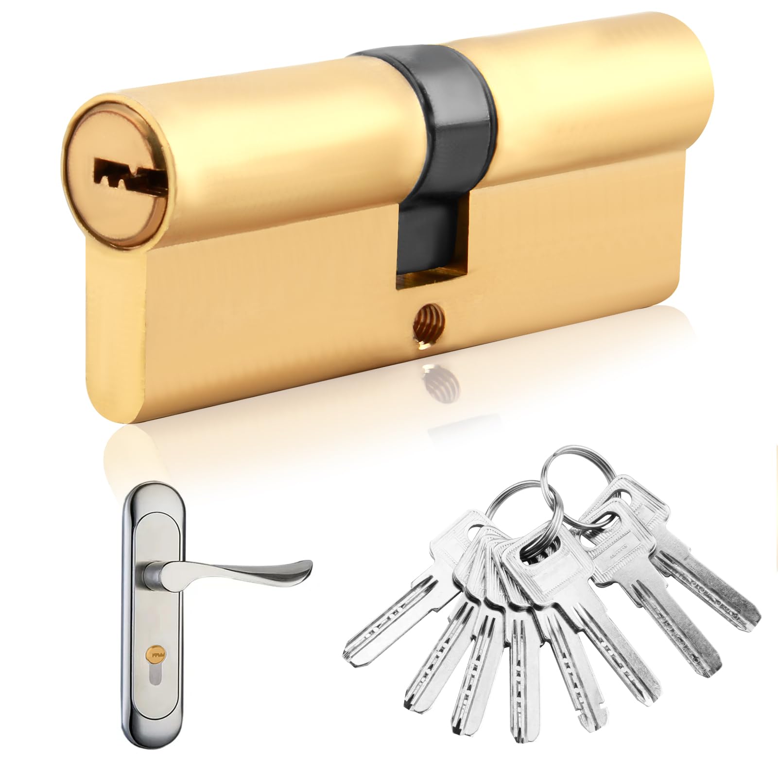 80mm(40/40) Thumb Turn UK Cylinder Lock,High-Security Door Barrel Lock with 8 Keys,Anti-Snap Anti-Drill Anti-Bump Anti-Pick Features,Solid Brass Barrel for UPVC Wooden Patio and Composite Doors