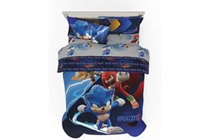 Franco Sonic The Hedgehog 3 Movie Kids Bedding Super Soft Comforter and Sheet Set, 4 Piece Twin Size, (Officially Licensed Product)