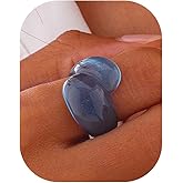 Annpro Chunky Resin Twist Stackable Ring for Women,Boho Cute Multicolor Thick Acrylic Statement Ring Trendy Aesthetic Y2k Colorful Knuckle Finger Jewelry