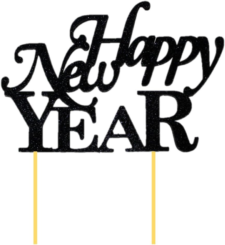 All About Details Black Happy New Year Cake Topper, 6in Wide, 5in Tall ...