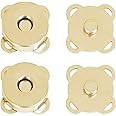 12 Sets Magnetic Snaps Buttons Sew in Magnetic Plum Bag Clasps Button Snaps for Purses Handbag Clothes Scrapbooking Closure Fastener Sewing Craft DIY (15mm) (Gold)