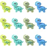 WEWAYSMILE 12 Pcs 3D Dinosaur Silicone Focal Beads for Keychain Making Cute Animals Focal Beads for Pens DIY Bracelets Necklaces Lanyards Beaded Craft Supplies