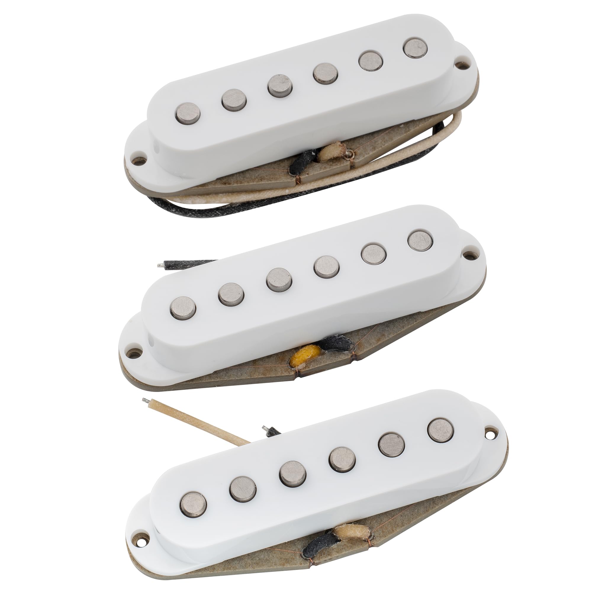 The Revival Pickups RPS2 Grey Bottomed Blues Vintage Style Alnico 5 Single Coil Neck Middle Bridge Pickups Set for Strat Style Electric Guitar, White
