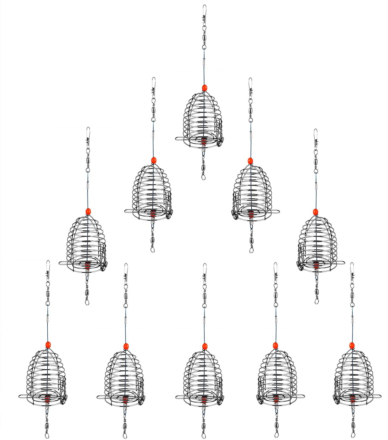 Milepetus 10Pcs/Pk Carp Fishing Bait Trap Cage Feeder Basket Holder Coarse Lure Feeder Carp Fishing Tackle Kit (L)
