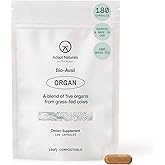 Adapt Naturals Organ Supplement, Bioavailable Grass Fed Beef Liver Capsules, Blend of Liver, Heart, Kidney, Pancreas & Spleen, Support Liver Cleanse Detox & Repair | Source of CoQ10-30 Days Supply