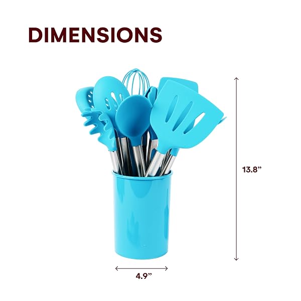 VDOMUS SILICONE COOKING UTENSILS SET – KITCHEN UTENSIL SET FOR NONSTICK COOKWARE – HEAT RESISTANT, NON-SCRATCH COOKING UTENSILS – HOME & KITCHEN GADGET TOOLS ESSENTIALS – KHAKI