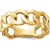 JewelryWeb 10k Yellow Gold Polished 8mm Mens Curb Link Ring Size 10 Ring for Men