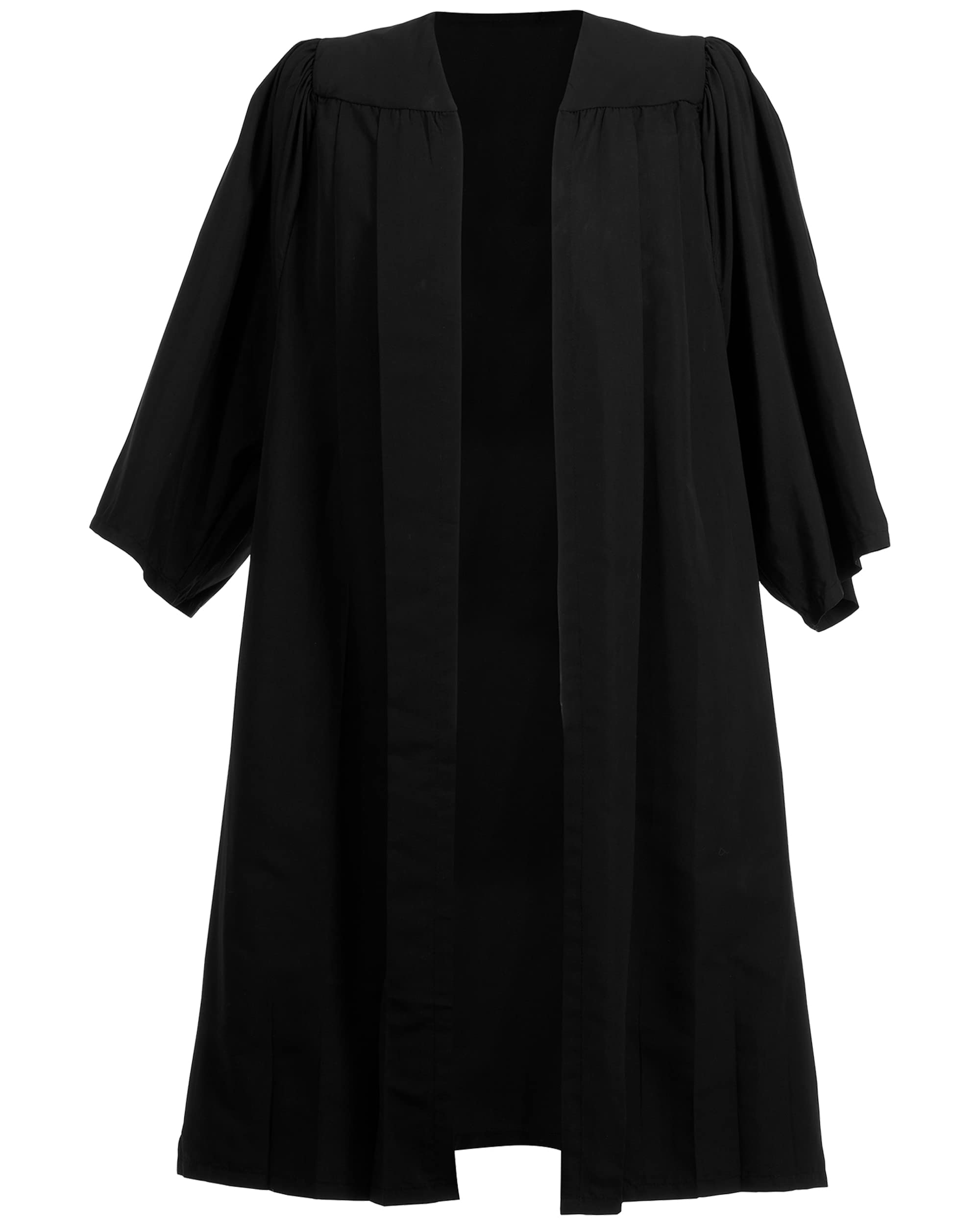 Ashington Gowns Affordable Graduation Gown, Black Pleated Graduation Outfit, 4ft. 8in. - 5ft. 2in. (147cm - 157cm), Black