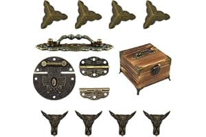 NIANNIAN Jewelry Box Antique Lock Latch Hasp Hinges Handle Box Corner Protectors Kit for DIY Jewelry Box Bronze, Box not Included
