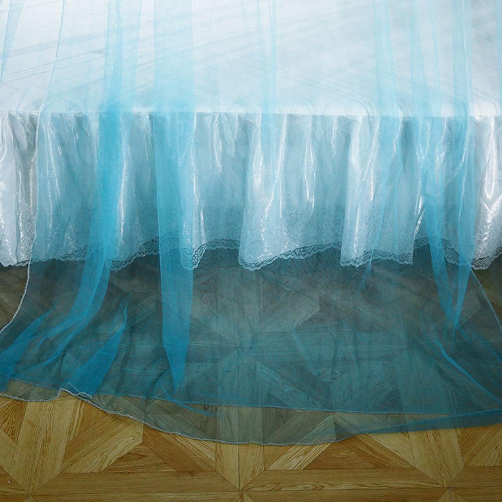 Mengersi Princess Bed Canopy Romantic Round Dome Bed Curtains Mosquito Net for King Queen Full Twin Size Bed(Round Canopy, Blue and White): Home & Kitchen