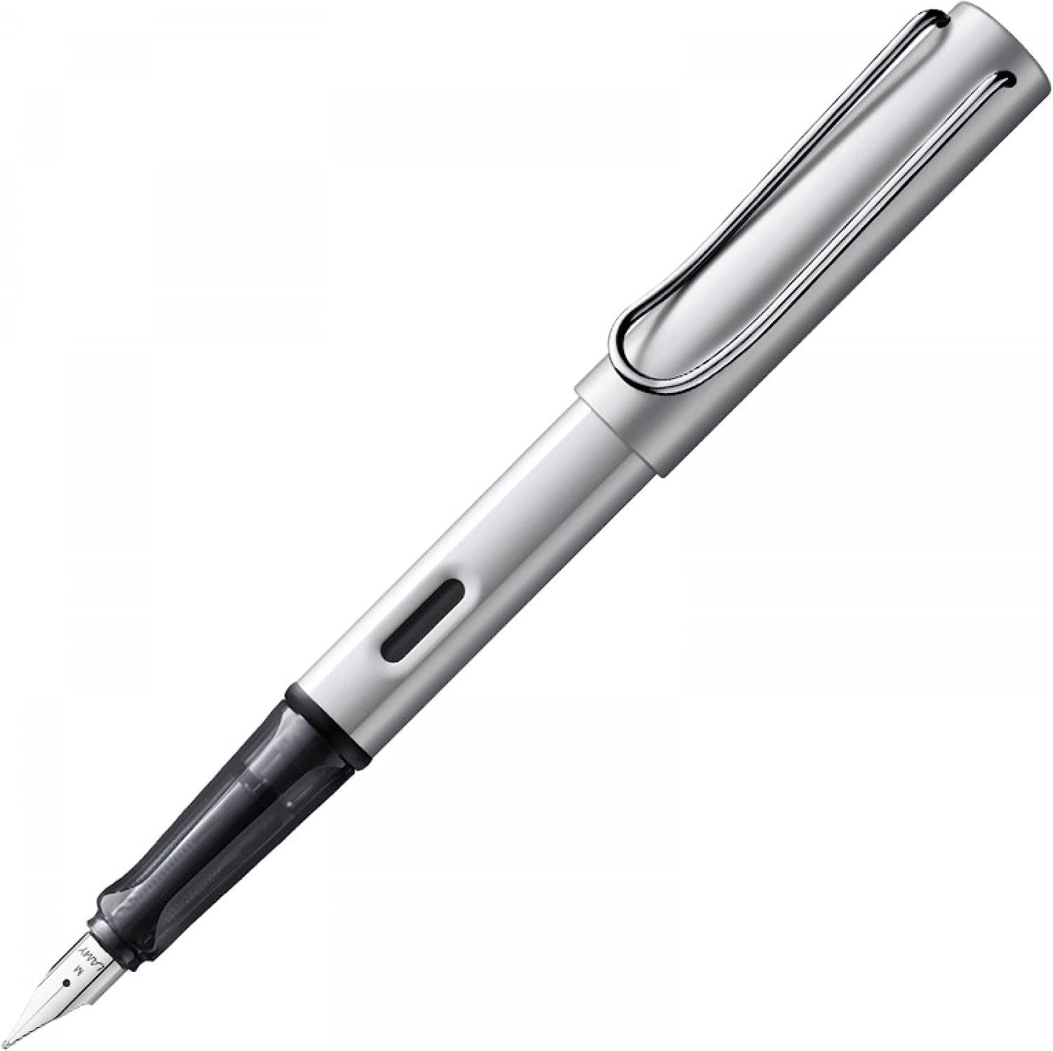 LAMY AL-star whitesilver - Fountain Pen with ergonomic grip & polished steel nib in size F - lightweight aluminum body - including LAMY T 10 blue cartridge - Right-Handed