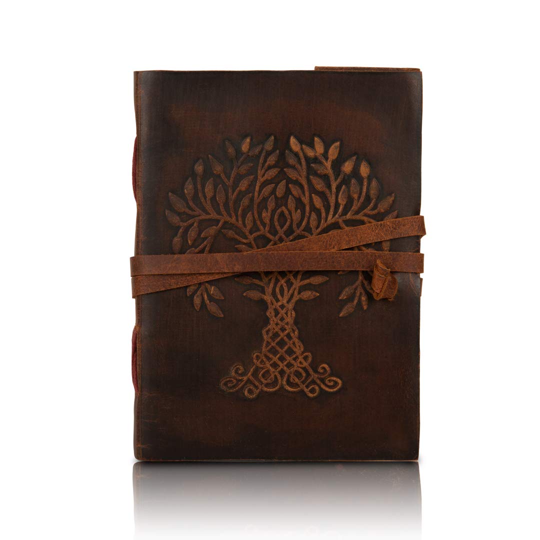 Leather Journal Diary Tree of Life Writing Notebook Personal Travel Diary Unlined Paper Sketchbook Doodle Art Book Recipe Book Organizer 18 x 13 cms Birthday Gift Ideas for Him & Her