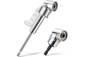 2pcs 105 Degree Right Angle Drill Adapters, Attachment Kit with Long & Short Right Angle Screwdriver Extension for Household 