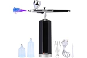 XDOVET 30PSI Airbrush Kit, Rechargeable Cordless Airbrush Compressor and Dual-Action Airbrush Gun, Auto Handheld Airbrush Set for Makeup, Nail Art, Cake Decor, Barber, Tattoo