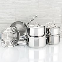 MEYER　18cm　3　Piece Set Meyer - Nouvelle Cookware Set, 7-Piece Pots and Pan Set, Induction