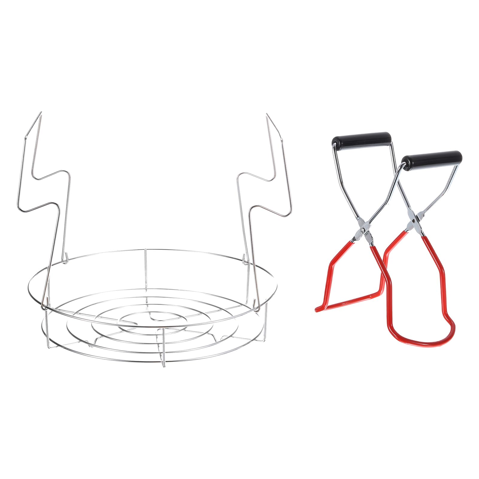 uxcell 11" Canning Rack with Tongs, Stainless Steel Steamer Canning Jar Rack with Handle, for Mason Jars Ball Jars, 2 Pack