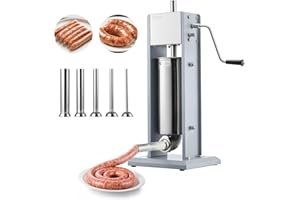 VEVOR Manual Sausage Stuffer, 11 LBS / 5 L Vertical Meat Stuffer, Heavy Duty Sausage Casing Meat Stuffing Machine, Dual-Speed
