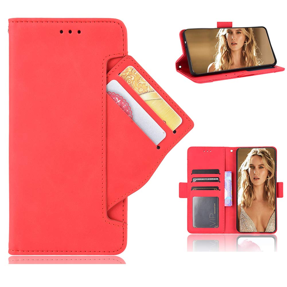 TIANYUE Cover for Motorola Moto E13 2023 4G Case, with [Kickstand] [Card Slots] [Magnetic Closure] Leather, Elegant and Stylish Flip Case for Motorola Moto E13 2023 4G-Red