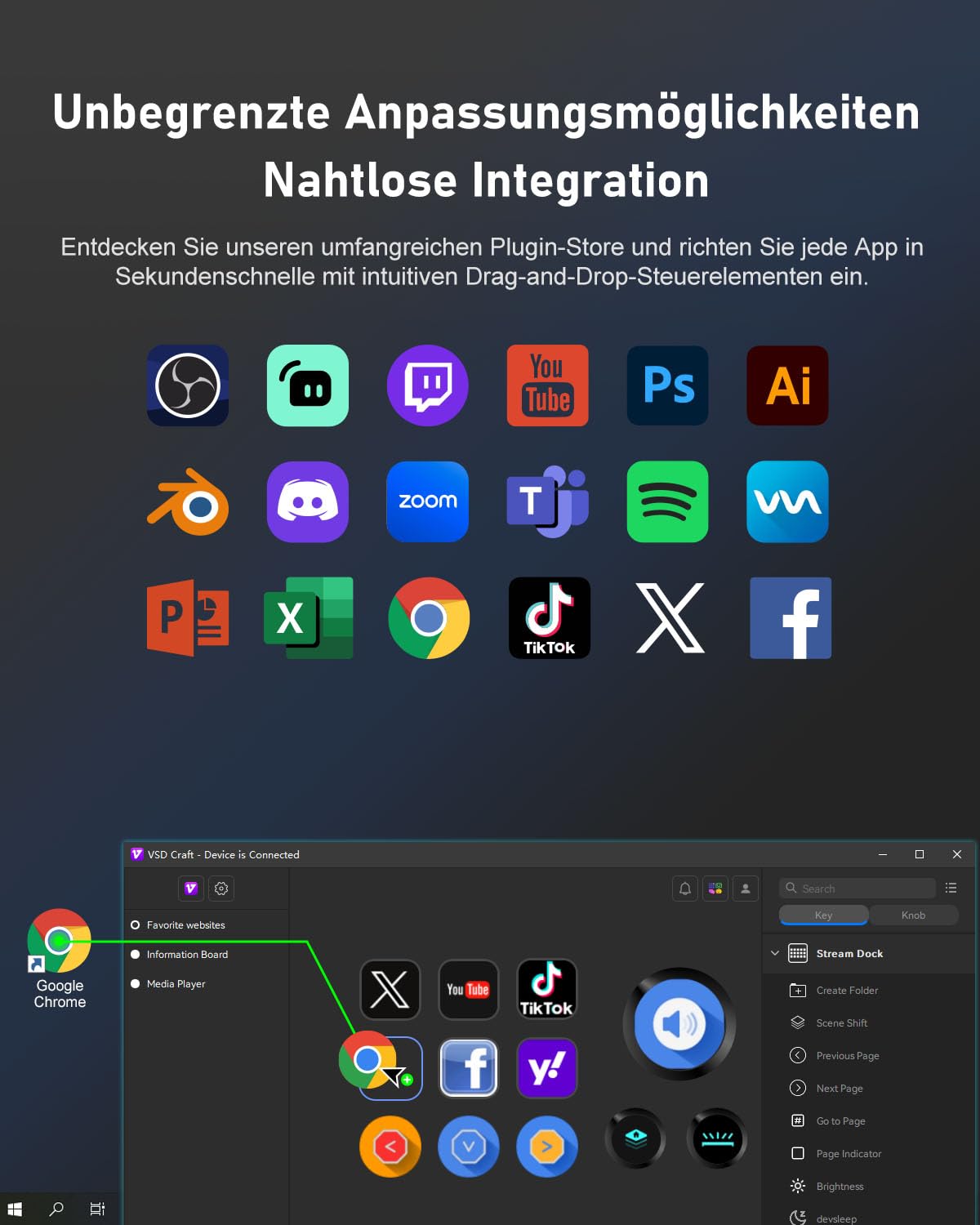 Basicolor N3 Stream Controller Deck mit 6 LCD-Makrotasten, 3 Buttons & 3 Drehreglern – Programmierbare Tastatur für Streaming (YouTube, OBS, Twitch), Kreation, Produktivität (Office) & Gaming (Mac/PC) 3