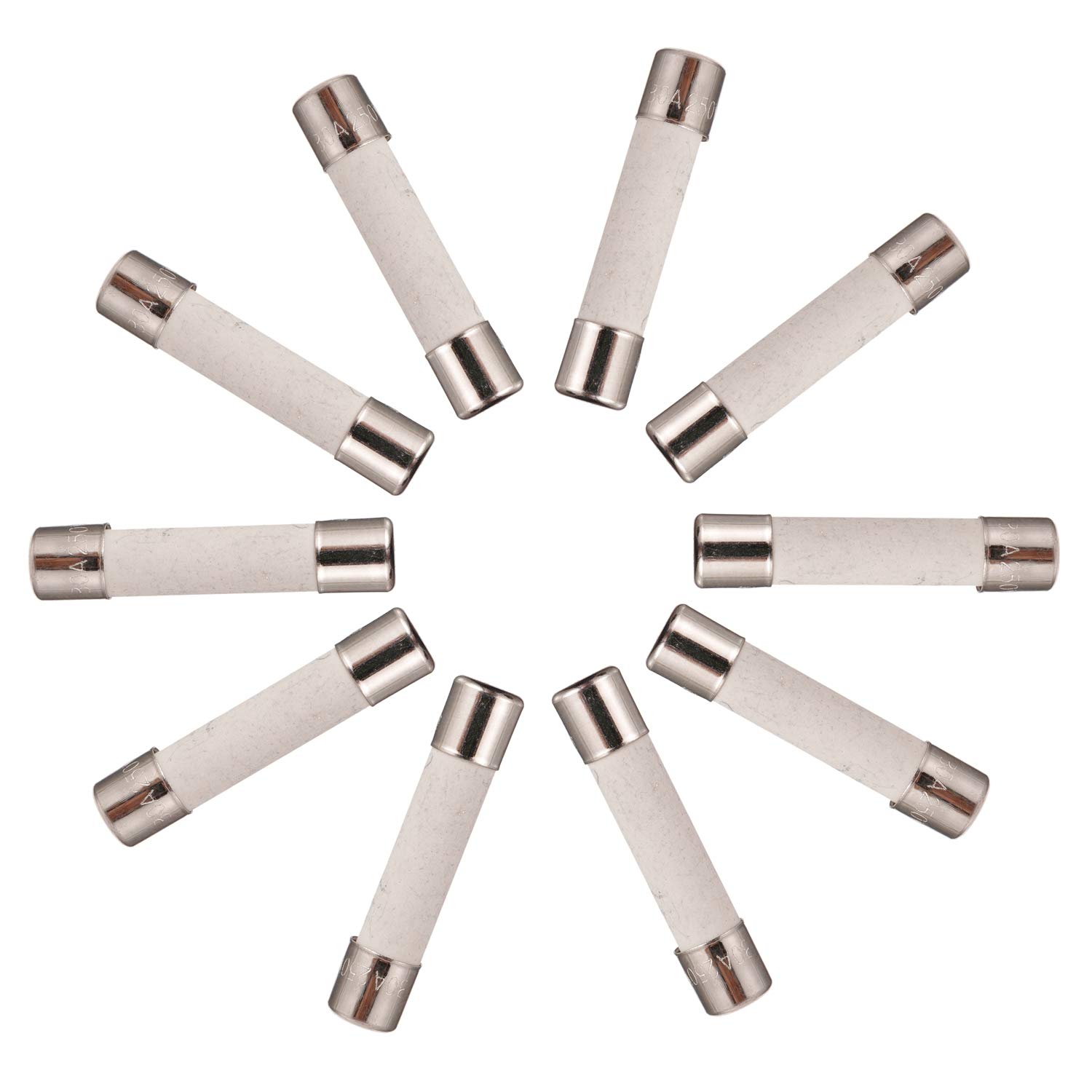 BOJACK T30A250V 6x30 mm 30 A 250 V Slow-Blow Ceramic Fuses 30 amp 250 Volt 0.24 x 1.18 Inch Ceramic Tube Time-delay Fuses (Pack of 20 Pcs)