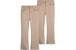 dELiA*s Girls' School Uniform Pants - 2 Pack Stretch Twill Khaki Chino Pants: Skinny, Boot Cut Flare, Jegging, Belt (4-16)