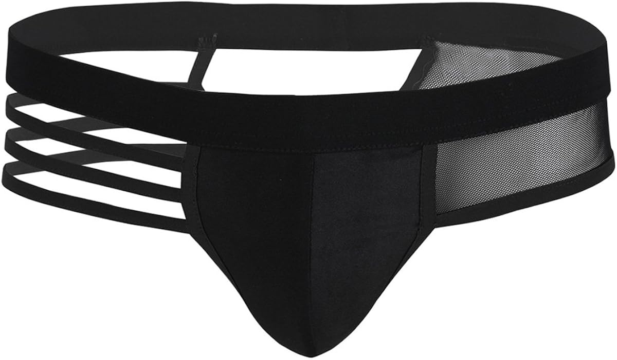 YiZYiF Mens Backless Bikini Jockstrap Briefs Underwear Black Medium
