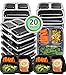 20 Pack Meal Prep Containers 3 Compartment Plastic Food Container with Lids-Divided Bento Lunch Box-Microwave,Dishwasher Safe-Portion Control,21 Day Fix+20 Sporks(36oz)