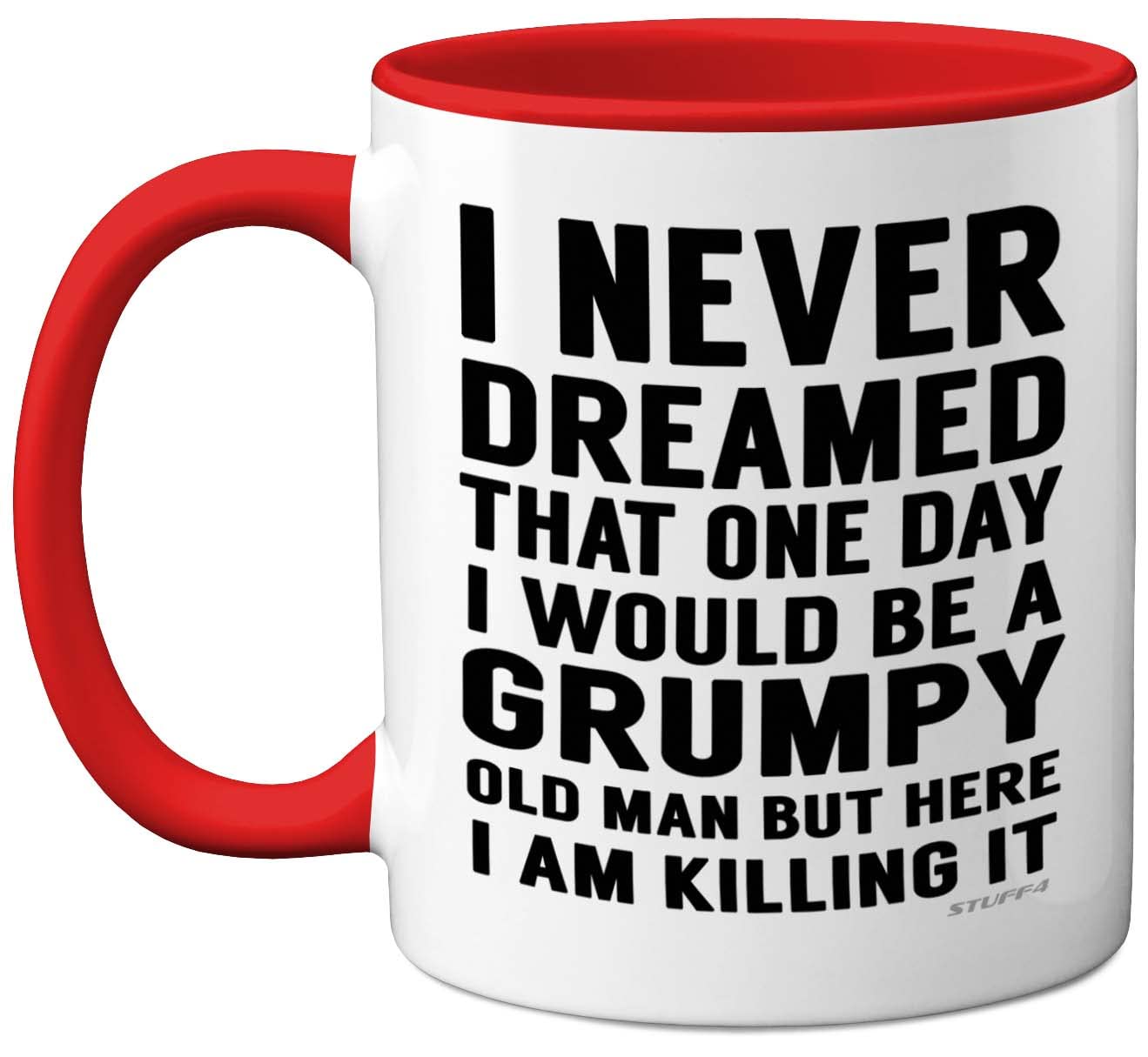 Stuff4 Grumpy Old Man Mug, Grandad Gifts, Dad, Father’s Day or Christmas Novelty Mug, Funny Gifts, Perfect Birthday Present, Funny for Men, 11oz Red Ceramic Dishwasher Safe