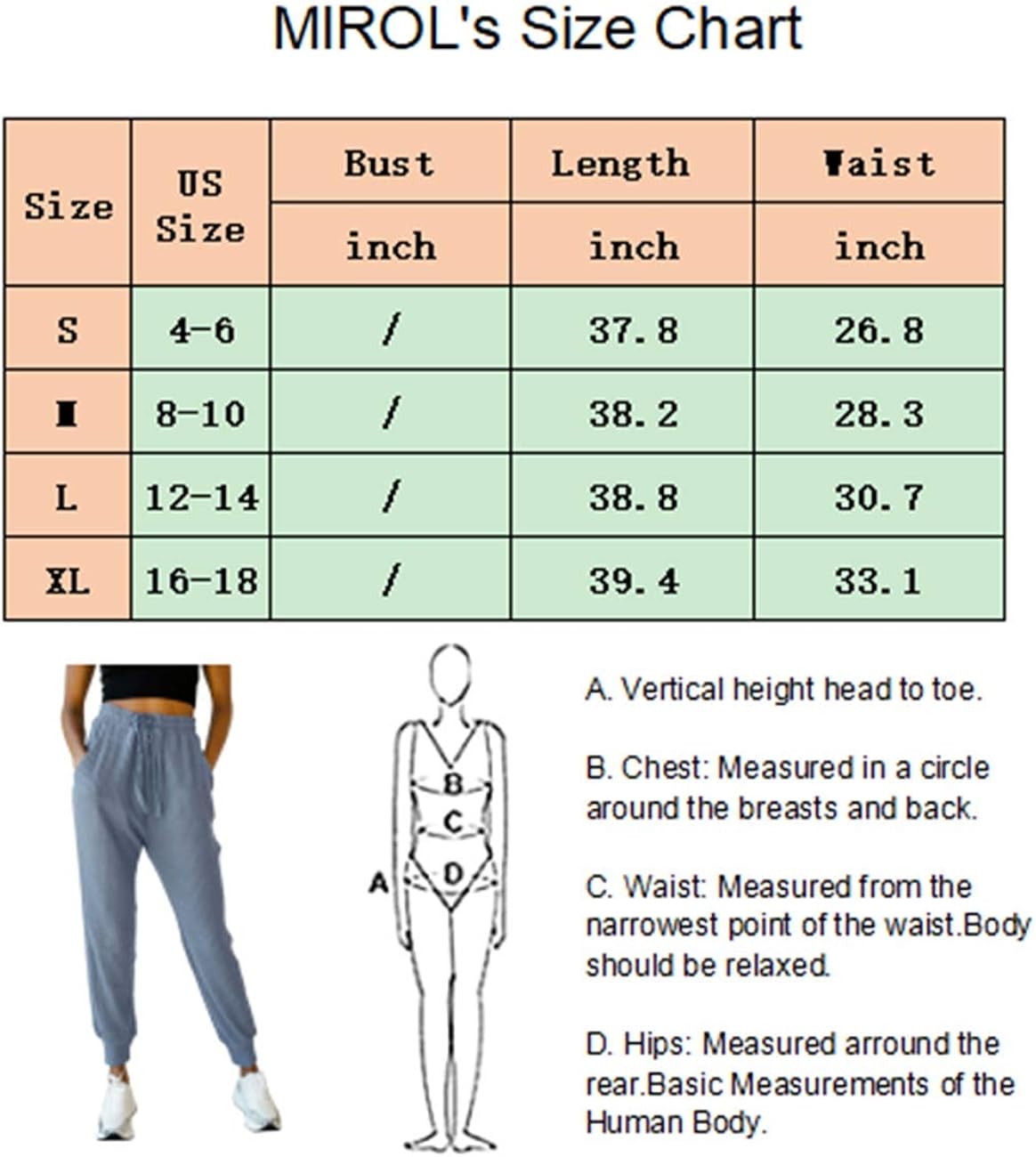 MIROL Women's Active Drawstring Joggers Pants Elastic Waist Waffle Knit Trousers Athletic Solid Color Sweatpants with Pockets: Clothing