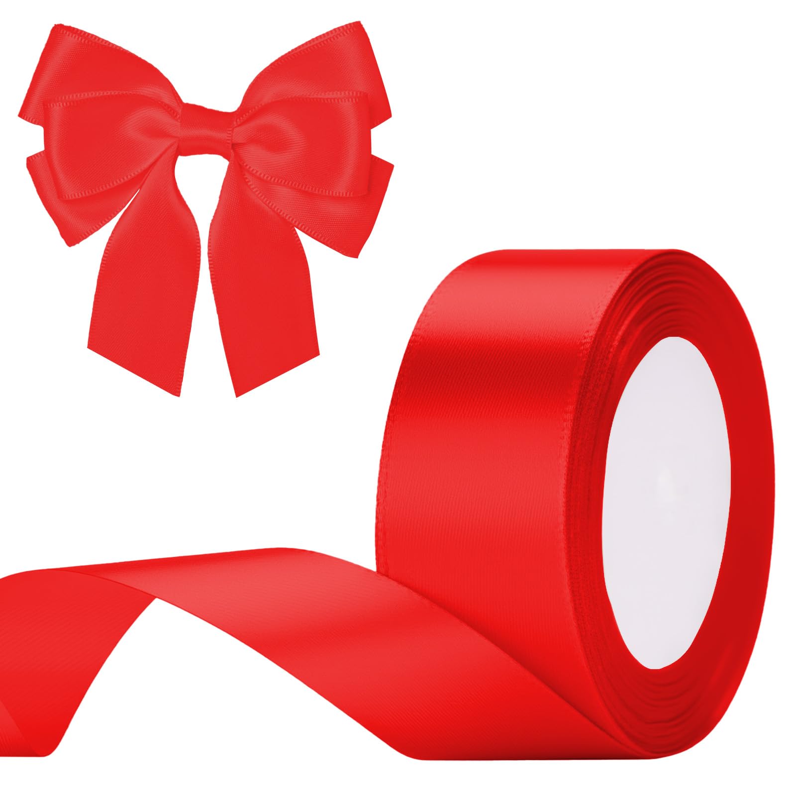 G2PLUS Red Satin Ribbons 40mm: Wide Fabric Ribbons 22m for Gift Wrapping & Crafting, Wedding Party Decoration