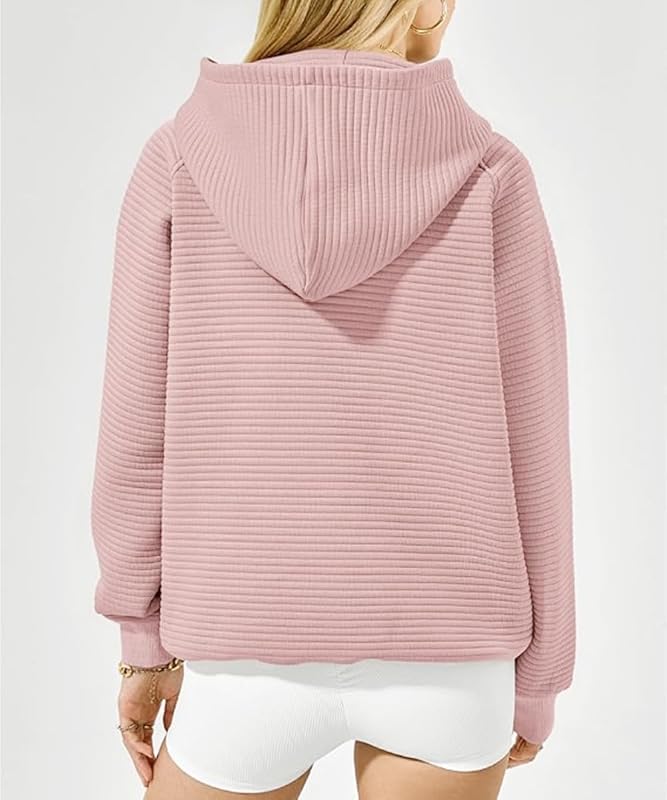 Sweat à Capuche Femme Casual Sweatshirt à Manches Longues Sweat-Shirt Pull Casual Manche Longue Hoodies Automne Et Hiver Chaud Sport avec Poches(Rose,XL) — photo 4 sur 6