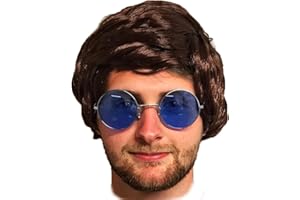 REDSTAR FANCY DRESS Mens Adult Boyband Wig Fancy Dress Short Wigs Pop Party Costume 60s 70s 80s (Brown)