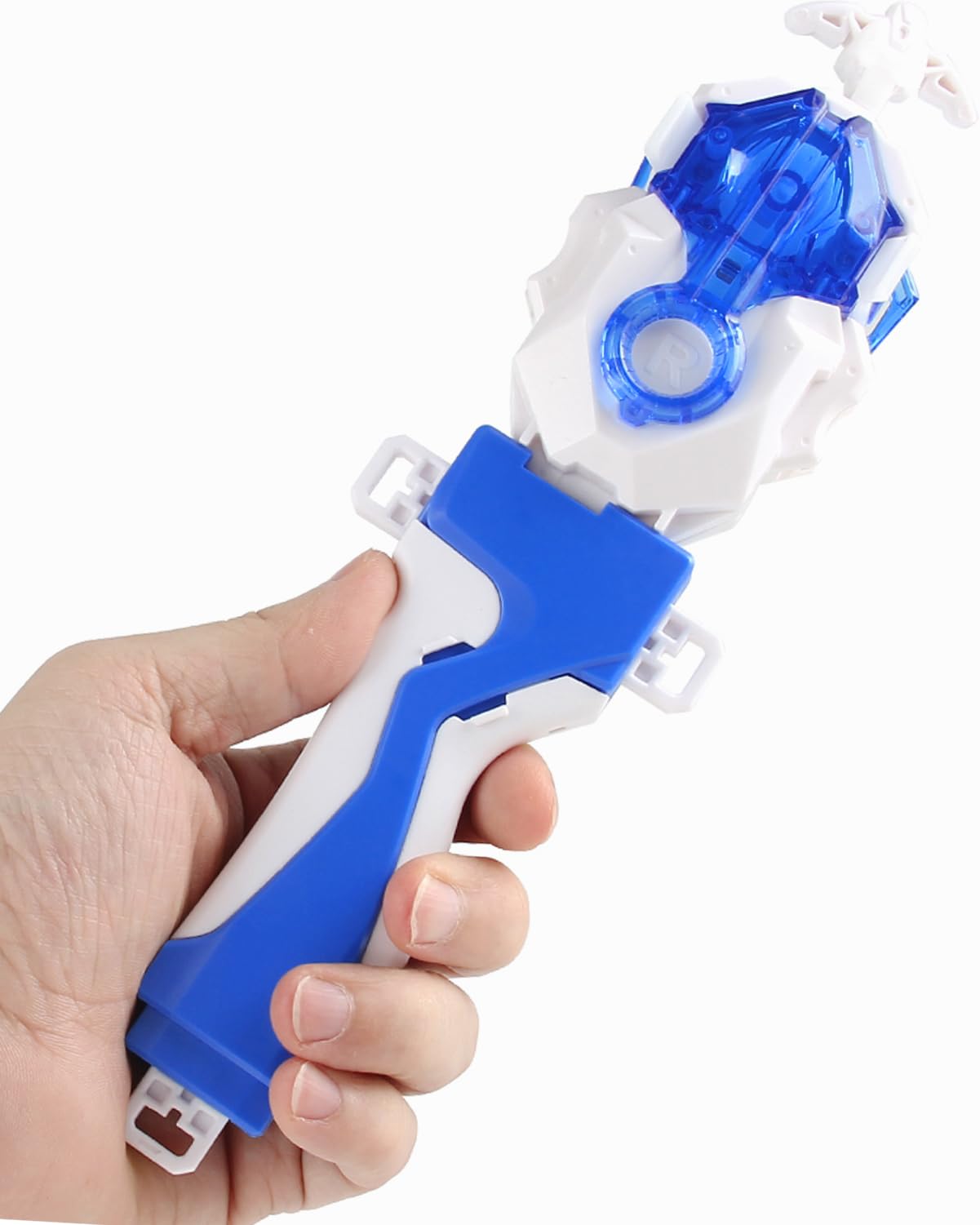 Photo 1 of Bey Battling Tops Burst Launcher and Grip, Custom Bay Blade Launcher LR Left Right Spin DB Layer System Compatible with All Bey Burst Series (White)