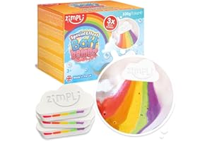 3 x Cloud Rainbow Bath Bomb from Zimpli Kids, Children's Large Bubble Bath Bomb, Vivid Rainbow Colours, Kid Gift Set