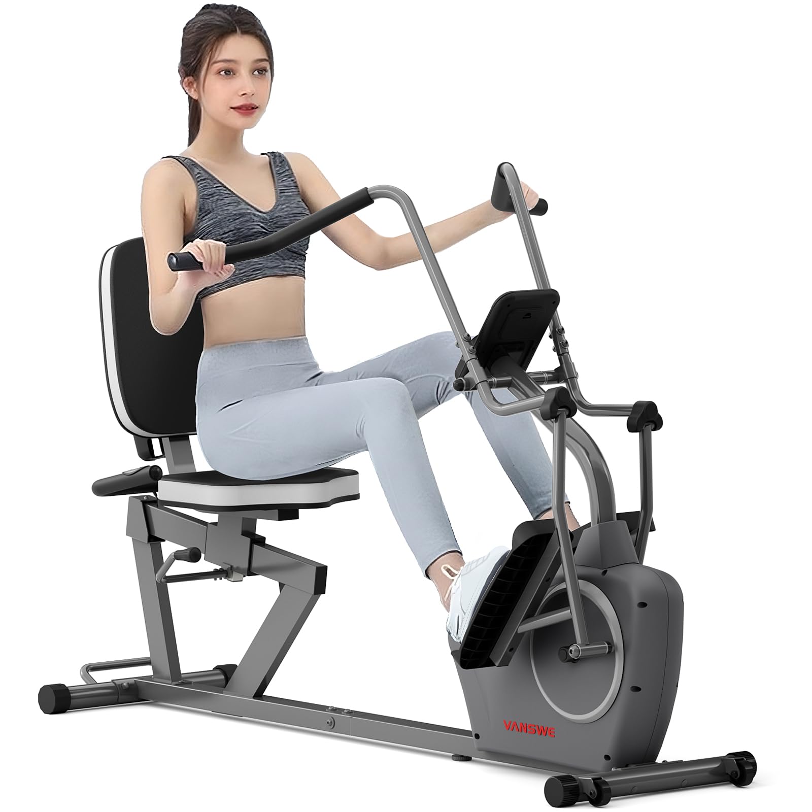 Photo 1 of VANSWE Recumbent Exercise Bike with Arm Exerciser for Seniors Adults Home Training - Elliptical Recumbent Cross Trainer with Magnetic Resistance, Free App, Bluetooth Connectivity and Pulse Sensor