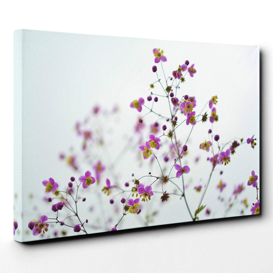 Pink Flowers Canvas Print | Gallery Wrapped 30mm Frame Wall Art | 20x14 inches | Ready to Hang | Modern Floral Picture | Living Room Bedroom Lounge Office