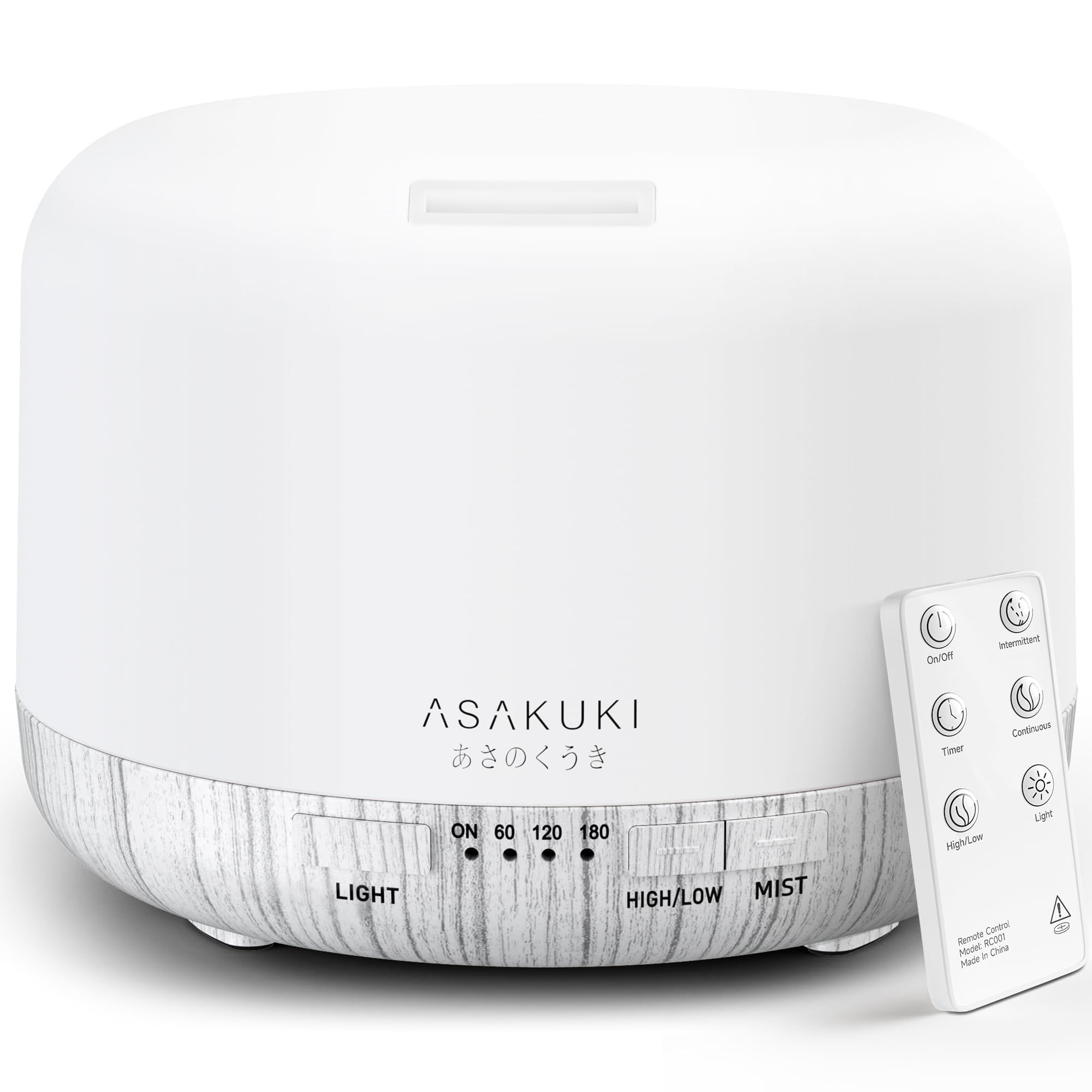 ASAKUKI 500ml Premium, Essential Oil Diffuser with Remote Control, 5 in 1 Ultrasonic Aromatherapy Fragrant Oil Humidifier Vaporizer, Timer and Auto-Off Switch White