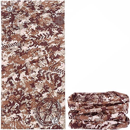 16-in-1 Neck Gaiter [Camo] - Versatile UV Sun Protection - Military Headwear, Headband, Bandana, Balaclava, Helmet Liner for Hunting Fishing Camping Hiking Motorcycle (Desert Digital Camo)
