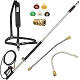 Biswing Commercial Grade Telescoping Pressure Washer Wand for Pressure Washers with Belt, 2 Gutter Cleaner Attachments & 5 No
