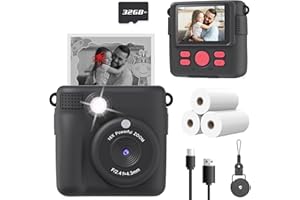 ESOXOFFORE Kids Camera Instant Print, Christmas Birthday Gifts for Kids Age 3-12, Selfie Digital Camera with 1080P Videos,Toddler Portable Travel Cameras Toy for 4 5 6 7 8 9 Year Old Boys Black