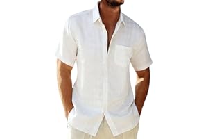 takaeys Mens Shirts Casual Summer Breathable Beach Tops Vacation Comfy Lightweight Tops Soft Cozy Everyday Button Shirts