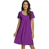 WiWi Viscose from Bamboo Nightgowns for Women Short Sleeve Night Shirts Pleated Sleep Shirt Plus Size Nightshirt S-3X